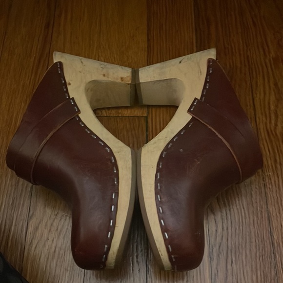 Swedish Hasbeens Toffel Mules Clogs Slip On Leather Heeled - Picture 3 of 7